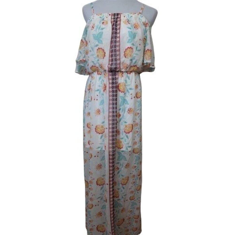 AUW Cold shoulder summer floral maxi dress LARGE